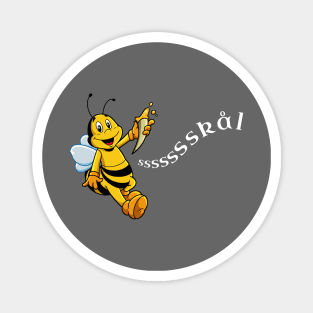 Comic bee with drinking horn - Skal Magnet